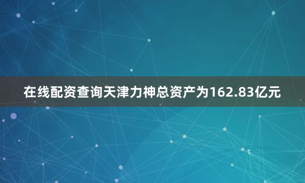 在线配资查询天津力神总资产为162.83亿元